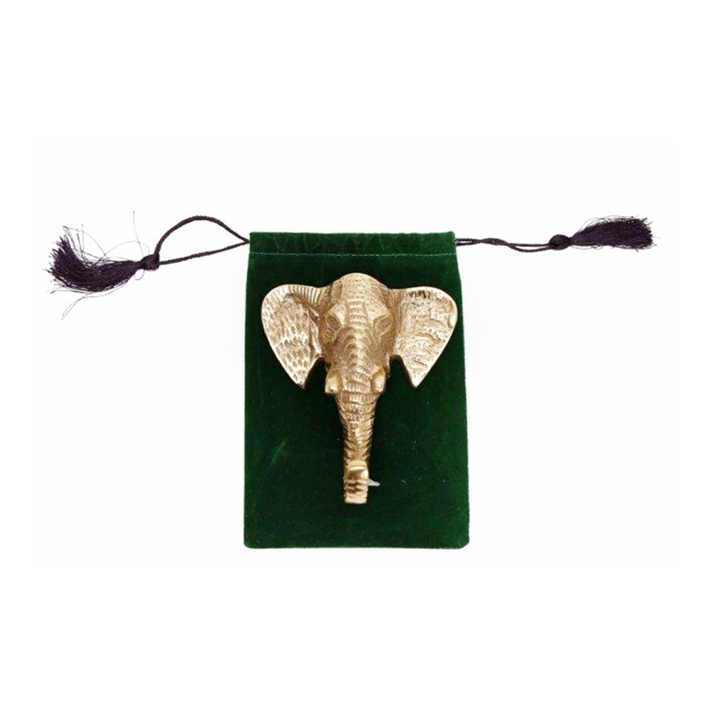 Gold elephant head hook