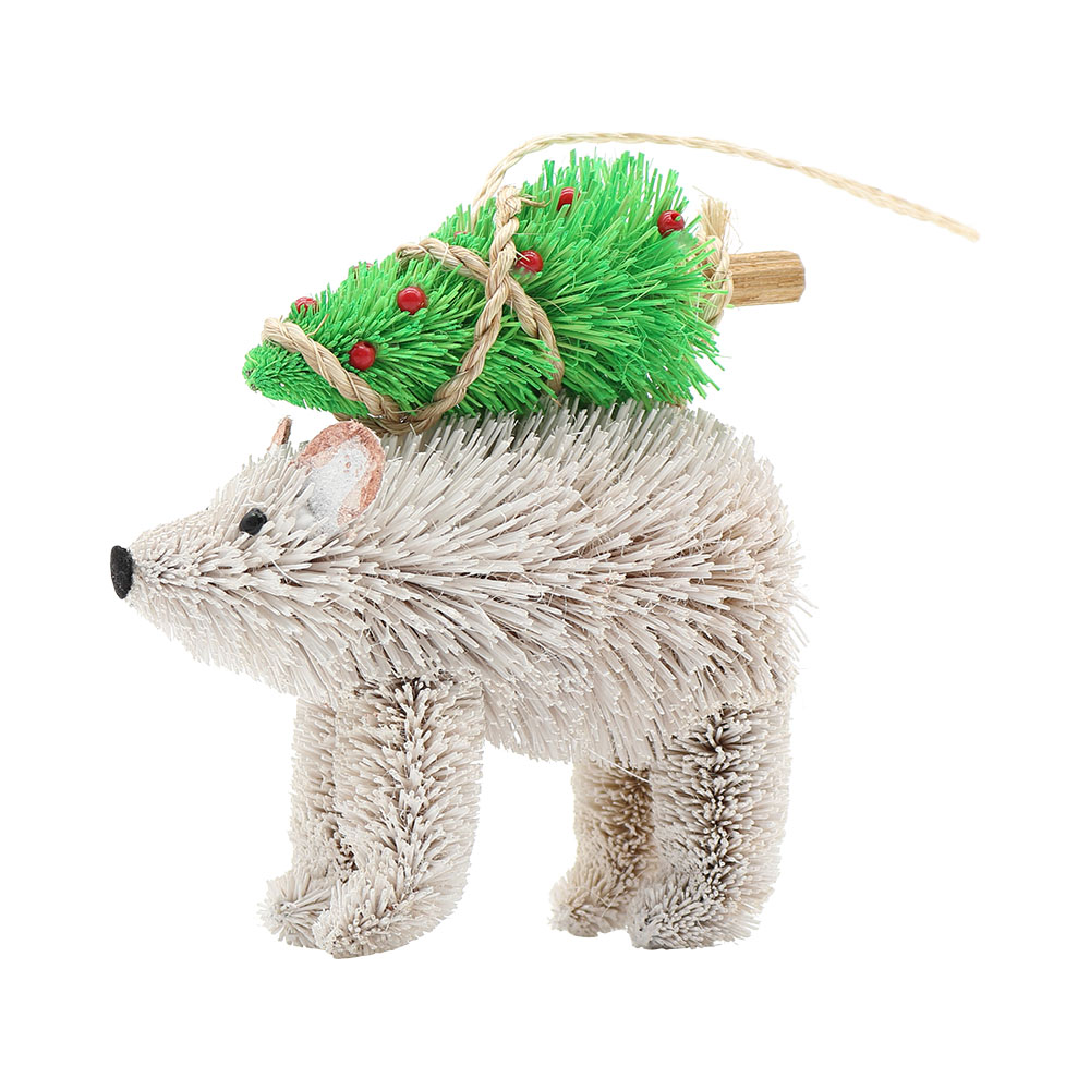 Polar Bear Bristle Christmas Tree Decoration