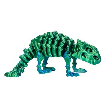 The model stands on all four legs facing right. The colour of the model changes from a green skull and body to blue legs.