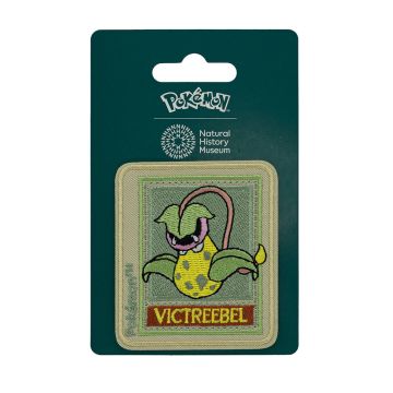 The Pokémon Victreebel Iron-on Patch shown in its packaging.