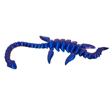 The blue-purple Plesiosaur Skeleton Fidget Toy lies flat. Its long neck curves away from the four flippered limbs and long tail.