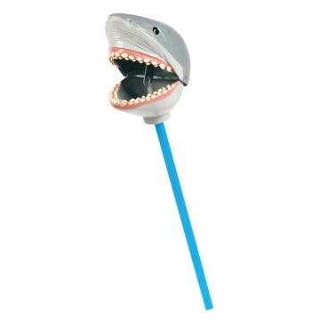 The head of the Great White Shark Pincher with the jaws open.