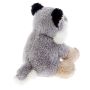 A back view of the toy. Its body, tail and head are light grey and the back of its ears are black.