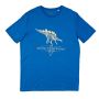 The royal blue Sophie the Stegosaurus T-shirt, with a cream picture of the Stegosaurus skeleton above the words: The Natural History Museum, London, est 1881.