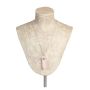 The Rose Quartz Smooth Point Pendant Necklace displayed on a cream-coloured shoulder bust.
