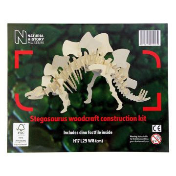 The packaging front cover shows the completed Stegosaurus model.