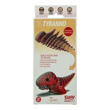 The front cover of the oblong packaging is yellow and red. It shows the completed model.