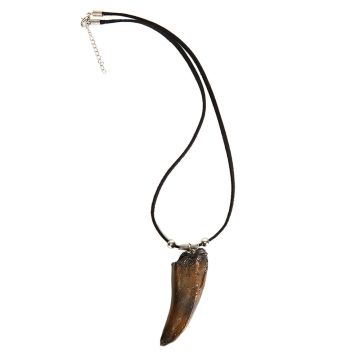 T. rex Tooth Necklace showing the tooth pendant and adjustable clasp.