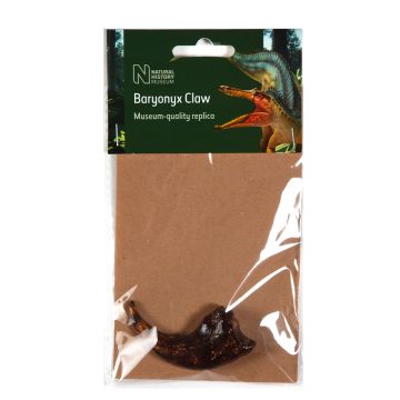 The brown-painted, curved claw is shown in its green and brown packaging.