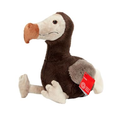 Side on view of the Dodo Soft Toy showing its hooked beak.