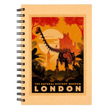 Museum Gardens Notebook with its spiral binding and illustration of Fern the Diplodocus in our gardens on the front cover.