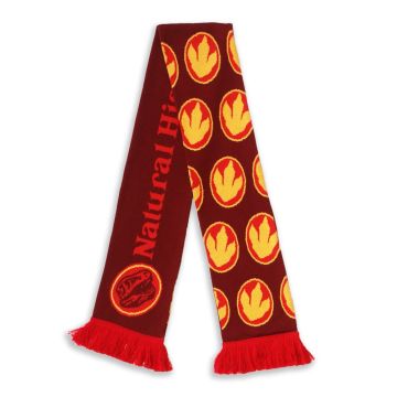 The scarf is folded in the middle to show both sides of the scarf's pattern.