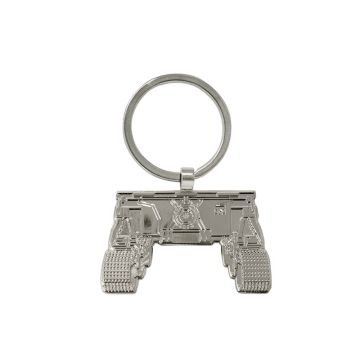 The cart-shaped Sojourner Rover has tag is attached to its silver-coloured ring.