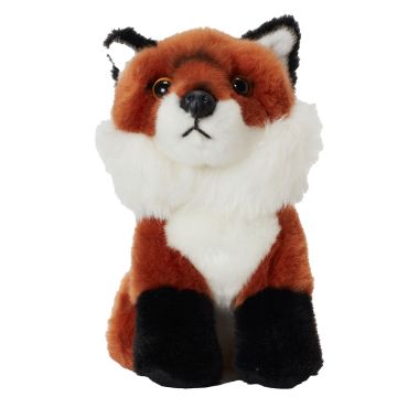Front on view of the Red Fox Soft Toy in a seated position.