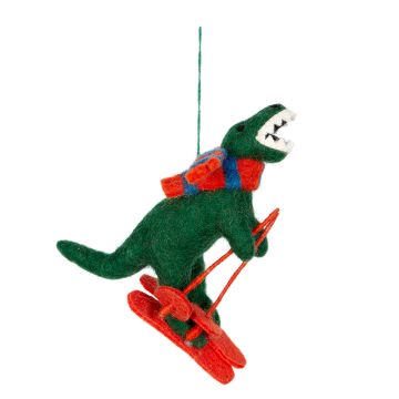 Skiing T. rex Christmas Tree Decoration