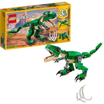 LEGO Creator 3 in 1 Mighty Dinosaurs showing contents: T. rex and prey bones