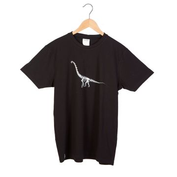 Titanosaur Fossil Black T-shirt on a hanger