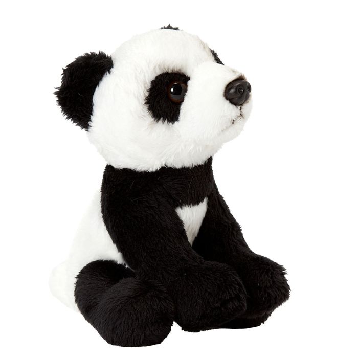 Side on view of the Small Giant Panda Soft Toy in a seated position.