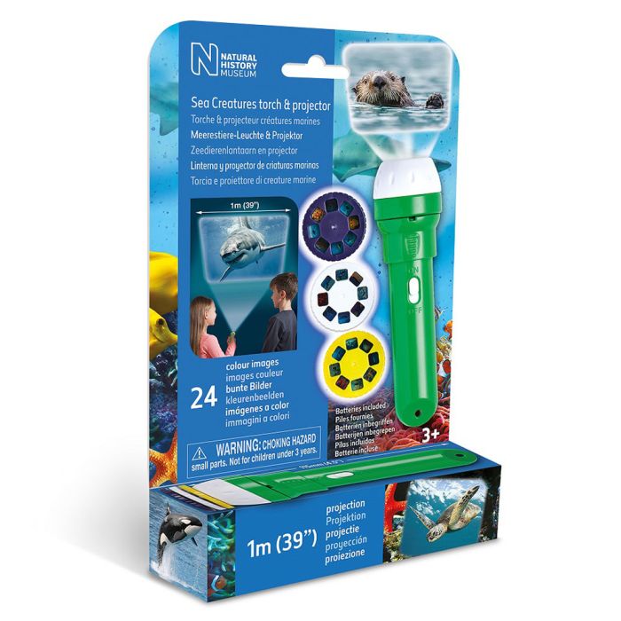 Sea Creatures Torch and Projector side view of packaging