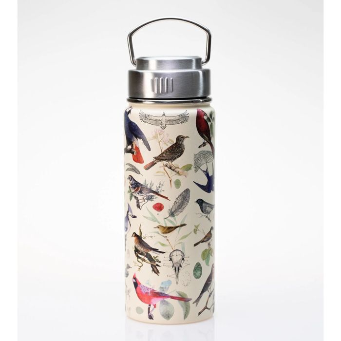 Birds Drinks Bottle showing one side of its bird illustrations.