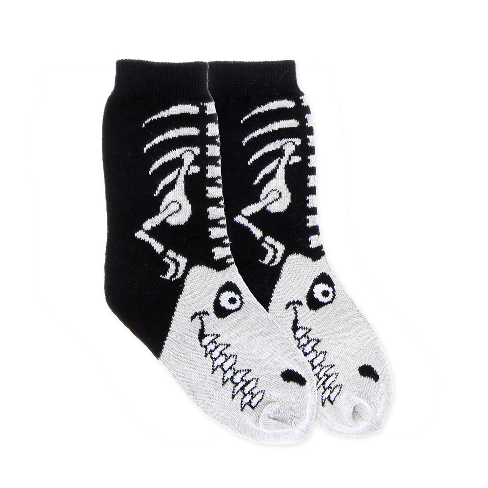 Black dino skeleton socks